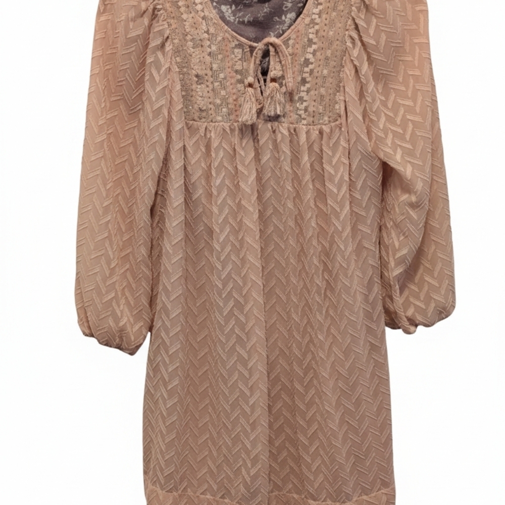Anthropologie One September Pink Boho Tassel Dress
